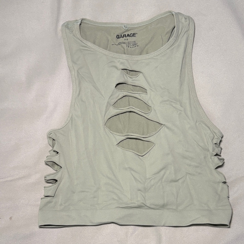 Garage Women's Cut-Out Crop Top - Light Gray